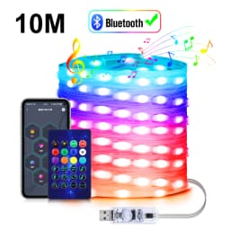 Wireless Bluetooth APP Control Pixels USB LED String Fairy Light Smart WS2812 Addressable Dream Color RGB Christmas Decor Lights