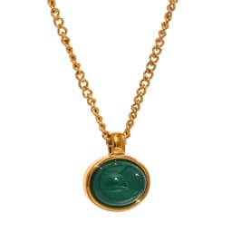 Yhpup Green Agate Tiger Stone Pendant Necklace for Women 316L Stainless Steel Gold Color Chain Collar Fashion Charm Jewelry