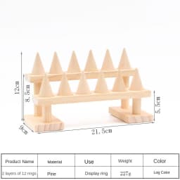Simple Solid Wood Cone Ring Display Rack Jewelry Rack Ring Rack Display Jewelry Rack Live Stream Stall Props