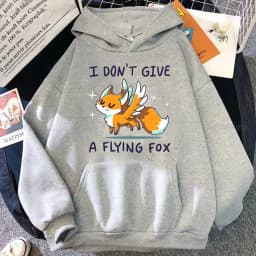 Cute I Don't Give A Fox Cute Animal Kawaii Hoodie Loose Fleece Pullover Hip Hop Hoodies Streetwear Cartoon Women Men Sweatshirts