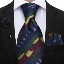 Peacock Blue Floral Print 2-Piece Tie & Pocket Square Set for Men Wedding Business Casual Stylish Accessories