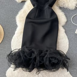 Women Evening Vestidos De Mujer Mesh Patchwork Rruffles Bow Female Black Dresses Ladies High Waist Sheath Sexy Dress Dropship