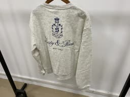 Women's Grey and Navy Sweatshirt Cotton Crew Neck Long Sleeve Relaxed Fit Autumn Winter Sweatshirt Female Winter Clothes Women