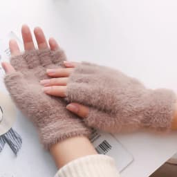 Lovely Fluffy Plush Fingerless Gloves Students Write Type Women Mink Soft Winter Warm Half Fingers Gloves Girls Knitted Mittens