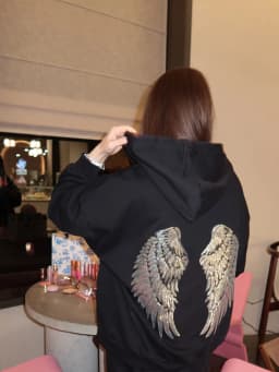 Shiny Wing Hip Hop Pattern Embroidery Aesthetic Hoodies Y2k Oversized Loose Clothes Pullover Sweatshirt Street Women Clothing