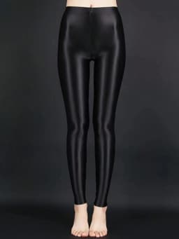 Spring And Summer New Color Elastic Waisted Polyester Glossy Cropped Pants With High Elasticity Slim Fit Solid Color Leggings