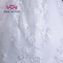 Customized Beading V neck Pretty Lace Embroidery Wedding Dress 2026 Ball Gown Plus Size Elegant Wedding Dresses For Women WX0298