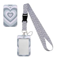 Simple Marble Heart Rainbow Card Holder with Buckle Lovely Hanging Rope ID Pass Hang Accessories Holder Lanyard Passr Case