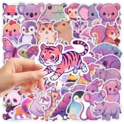 50PCS Cute Style Shiny Animals Graffiti Stickers DIY Decoration Notebook Phone Guitar Skateboard Kawaii Decals Kids Toys Gift