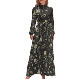 White Music Notes Dress Note Worthy Print Sexy Maxi Dress Aesthetic Bohemia Long Dresses High Waist Pattern Clothing