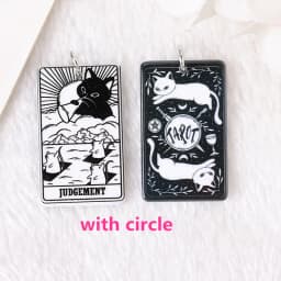 8Pcs 39*23 MM Black White Cat Tarot Card Charms Creative Acrylic Sun Moon And Lovers Jewelry For Earring Necklace Diy