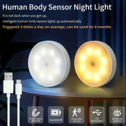 6pcs USB rechargeable LED motion sensor light, indoor adhesive magnetic closet light, induction light, 8LED light, battery power