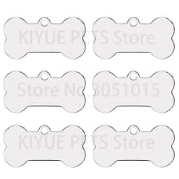 10 Pcs Blank Tag Stainless Steel Bone Keychain for DIY Custom Logo Tag Pet Dog Tag Collar Pet Accessoriess Charm