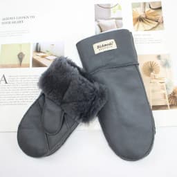 New Winter Warm Women's Sheepskin Gloves Thickened Wool Lined Solid Finger Leather Gloves