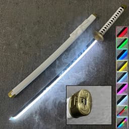 40in Demon Slayer Agatsuma Zenitsu Katana LED Mist Original Sabre Vapor Cosplay Accessories Prop Wood Schwert Vapour Toy Gift