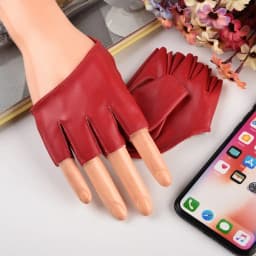Black Pu Leather Half Finger Gloves Gothic Punk Rock Lolita Harajuku Stage Performance Cosplay Party Fingerless Women Gloves