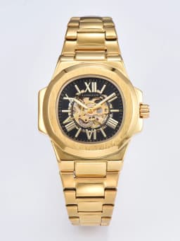 LONGLUX HOT SALE NEW Automatic Mechanical Men Watch Rome Business Waterproof Skeleton Luminous Stainless Steel Gift Watch