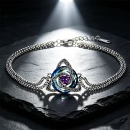 Colorful Crystal Celtic knot Bracelet Heart Zircon Trinity Knot Triquetra Double Chain Bracelets Irish Jewelry for Women