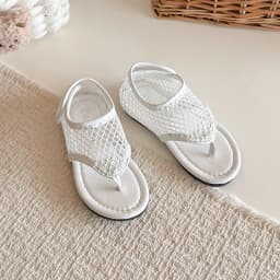 Spring Boys Girl's Flip Flop Sandals Mesh Hook-loop Breathable Chic Kid's Flat Shoe Solid Colors Anti-slip Casual Children Shoes