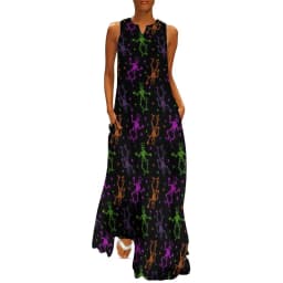 Skeleton Print Dress Spring Horror Monsters Street Style Bohemia Long Dresses Womens Night Club Maxi Dress Birthday Gift