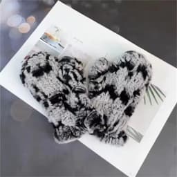 Women's Winter Real Rex Rabbit Fur Gloves Warm Thick Ladies Fur Mittens Elastic Girls Ski Glove Mitts Elastic Soft With String