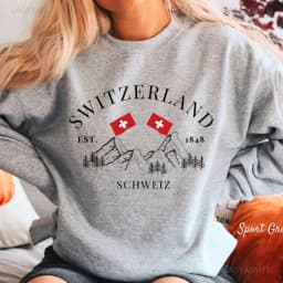 Switzerland Sweatshirt Swiss Flag Crewneck Pullover Unisex Pullover Swiss Gift