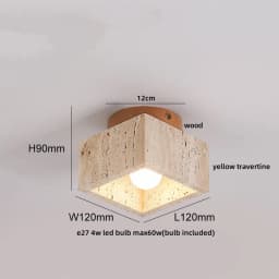IWHD Wood Canopy LED Ceiling Light Fixture Nordic Modern Simple Ellipse Natural Yellow Travertine Ceiling Lamp Lamparas De Techo