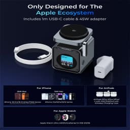 KUXIU D5 Qi2.2 25W Magnetic Wireless Charging Station With Smart TFT Color Display For iPhone 18 17 16 15 14 13/iWatch/AirPod