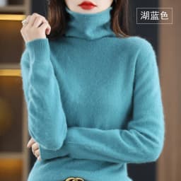 Autumn and Winter 2022 Women's High Neck Pullover 100% Pure Mink Cashmere Sweater Knitted Soft Fashion Women's Clothing