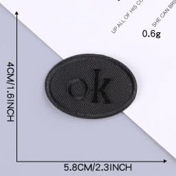 Self Adhesive Small Black Embroidery Patches for Clothing Jeans Iron on Clothes Sticker OK Sport Letter Applique DIY Hole Repair