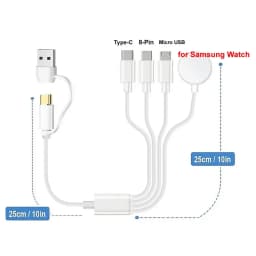 4 in 2 USB Charger Cable for Samsung Galaxy Watch 7/6/5 Pro/4/3 Charging Dock,USB Type C Cord for S23/S22/S20 Phone & Micro USB