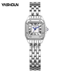 YASHIDUN Women Watch Square Small Clock Elegant Watch Small Size Quartz Watch Stainless Steel Waterproof Women Wristwatch