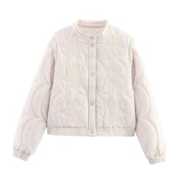 SLTNX Women's Quilted Stand Collar Padded Jacket Long Sleeve Pocket Casual Fall Winter Coat