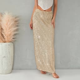 Autumn Solid Color Sequins Long Skirts Women Low Waist Party Skirts Fashion Casual Skirts Streetwear