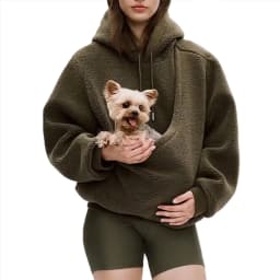 Women Solid Hooded Fleece Oversized Pullover Sweatshirt With Pet Pocket Autumn Winter Casual Top Ladies Cozy