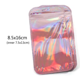50pcs Long Iridescent Ziplock Bag Transparent Laser Plastic Seal Bags for DIY Jewelry Display Handicrafts Nail Eyelash Packaging
