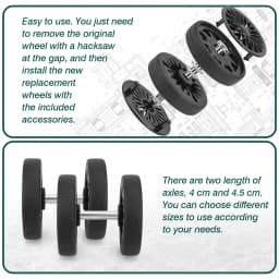 8Pcs Black Luggage Wheel Replacement with Screw Travel Suitcase Wheel Replacement Suitcase Parts 55mm Axles Caster Repair Kit