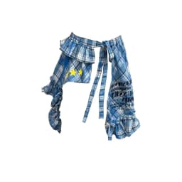 REDDACHiC Asymmetrical Denim Shorts Star Plaid Coverups Leg Warmers Women Set Trendy New Low Rise Pants Summer Retro Y2k Clothes