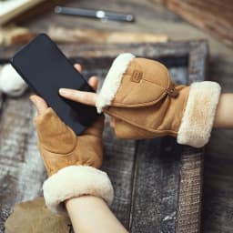 Thicken Flip Cover Suede Gloves Warm Velvet Touch Screen Wool Lining Half Finger Gloves Winter Outdoor Writing Student Gloves