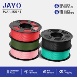 JAYO PLA Filaments 5 Rolls/ 3D Printer Filament 1.75mm FDM 3D Printer Materials Neatly Wound High Toughness for FDM 3D Printer