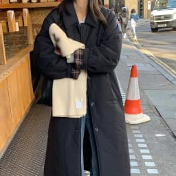 Elegant Long Cotton Jacket Women's Loose Knee-Length Plaid Coat Winter Warm Stylish Korean Version Oversize Outerwear