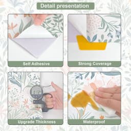 Floral Peel and Stick Wallpaper Boho Contact Paper Flower Removable Self Adhesive Waterproof Wallpaper for Bathroom Bedroom