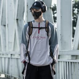 Contrast Color Design Quick Dry Half-zipper Cycling Hoodies Summer Man High Street Outdoor Tactical Long Sleeve Tops