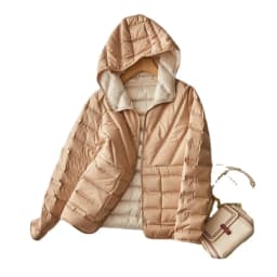 Schinteon Women light White Duck Down Jacket Coat with Hood Double-sided Wearing Casual Simple High Quality Outwear 2023 New