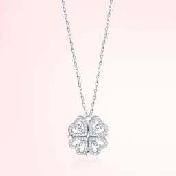 1pc Heart Shaped Four Leaf Clover Pendant Necklace Jewelry Zircon Women Love Clavicle Chain Gifts Openable ChokerJewelry