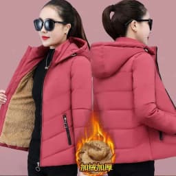 Women'S Short Winter Lambswool Down Cotton Jacket 2025 New Plus Velet Warm Cotton Coat Korean Loose Hooded Parkas Outerwear