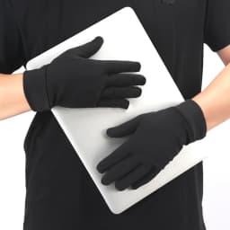 1pair Men Black Thin Thermal Gloves Touch Screen Outdoor Non-Slip Driving Cycling Warm Gloves Windproof Resistant Anti-skid
