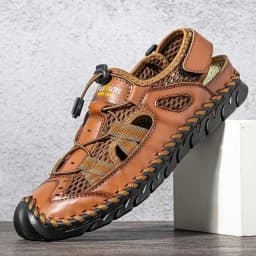 Men's Summer Sandals Outdoor Mesh Cork Handmade Direct Sales Breathable Seam Sole Mesh Lightweight Slippers