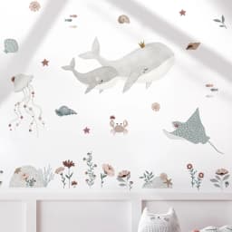 Watercolor Whale Wall Decals Ocean Animal Wall Sticker Under The Sea Marine Life Theme Decals Nursery Kids Room Decor