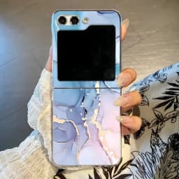 Marble Pattern Transparent Phone Case For Samsung Galaxy Z Flip 6 5 4 3 Clear Hard Folding Cover For Samsung Z Flip6 Flip5 Flip4